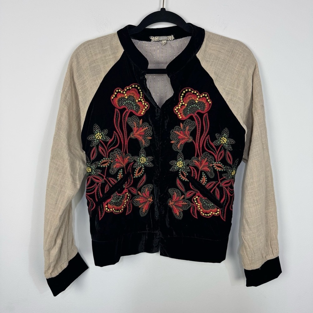 BKE Gimmick Embroidered Suede & 100% Cotton Bomber Jacket